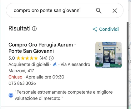 Scheda Google Maps di un cliente